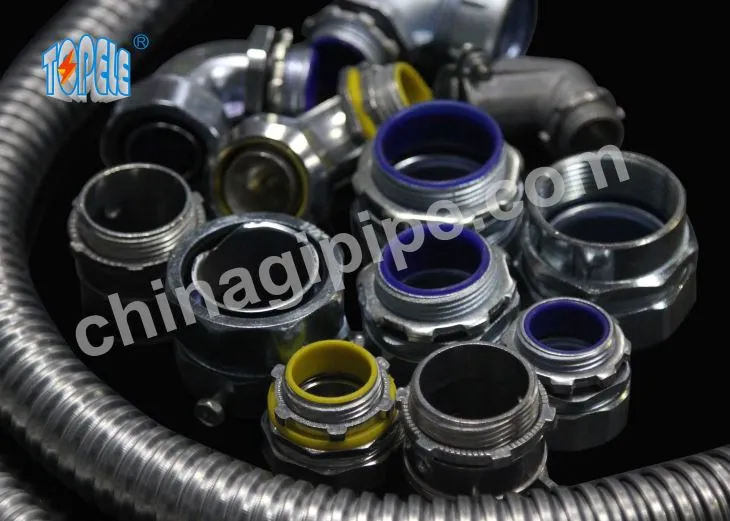 บีบชนิดขั้วต่อตรงสำหรับท่อเหล็กที่ยืดหยุ่นสังกะสีตายหล่อ